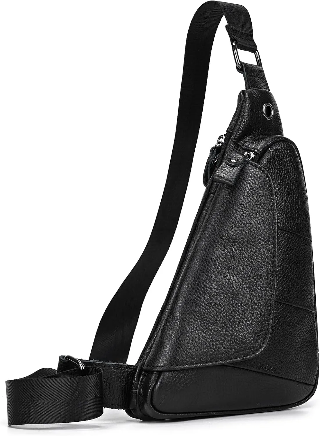 Genuine Leather Sling Bag for Men Casual Crossbody Backpack Small Shoulder Bag Chest Bag for Travel, 9052 Black