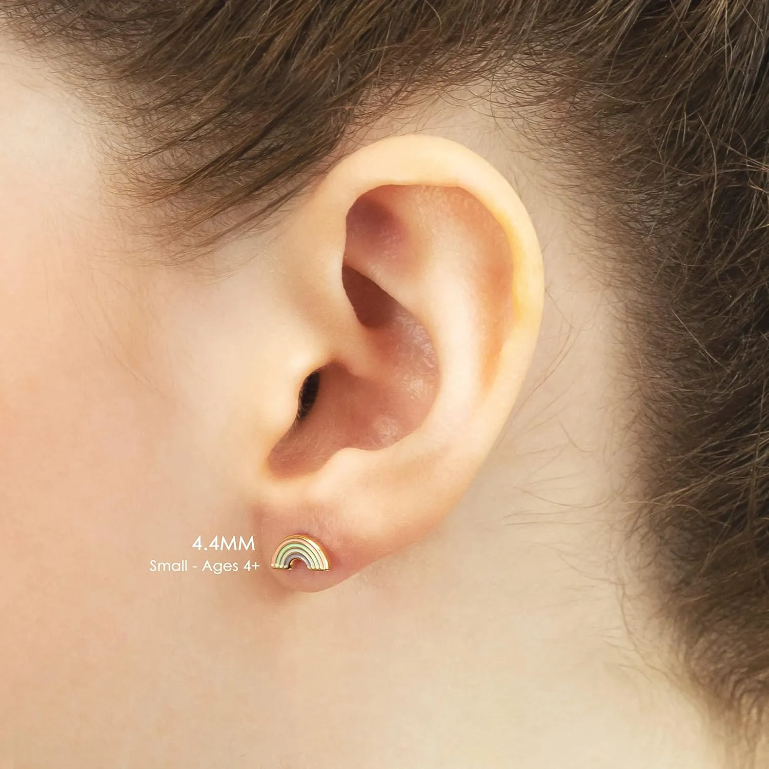 Gold Plated Enamel CZ Small Screw Back Stud Earrings