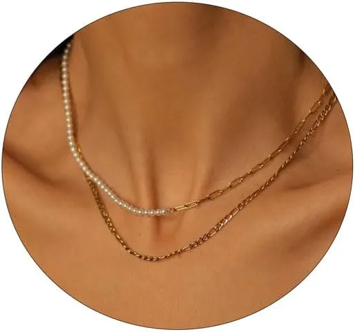 Gold Silver Pearl Necklaces for Women Dainty Pearls Necklace Round Imitation Choker Simple Bridesmaid Wedding Jewelry