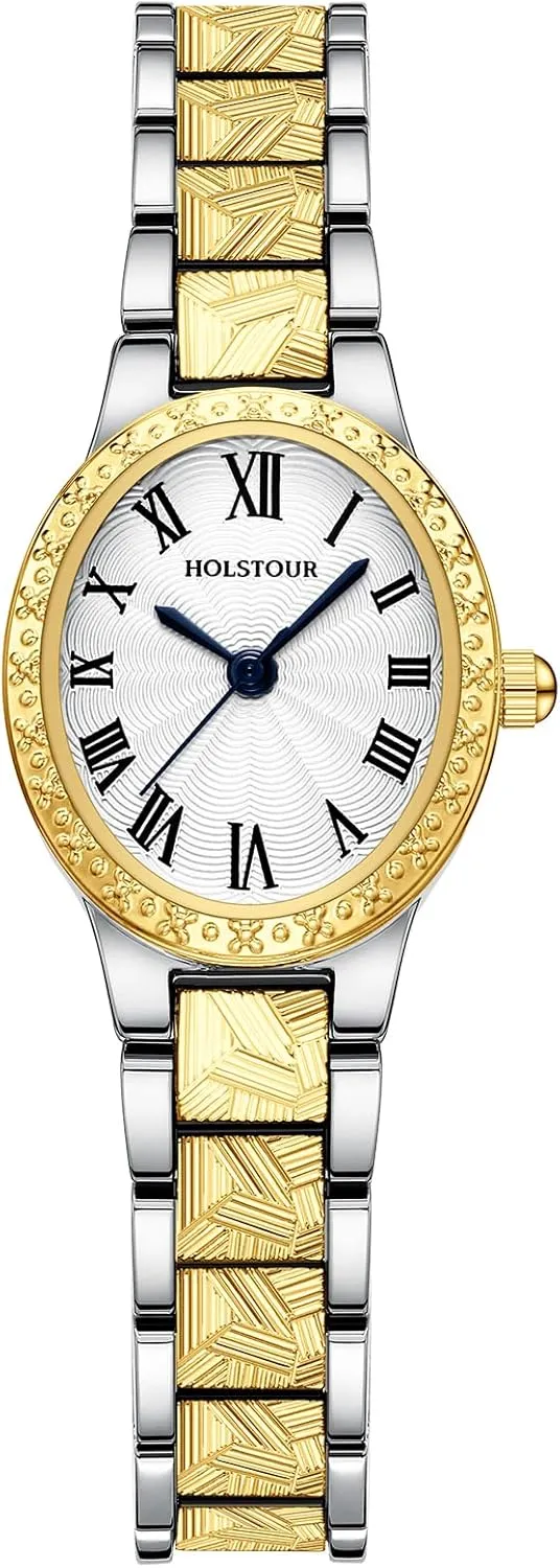 Gold Watches for Women with Vintage Bracelet Roman Dial Waterproof Adjustable Strap with Tools
