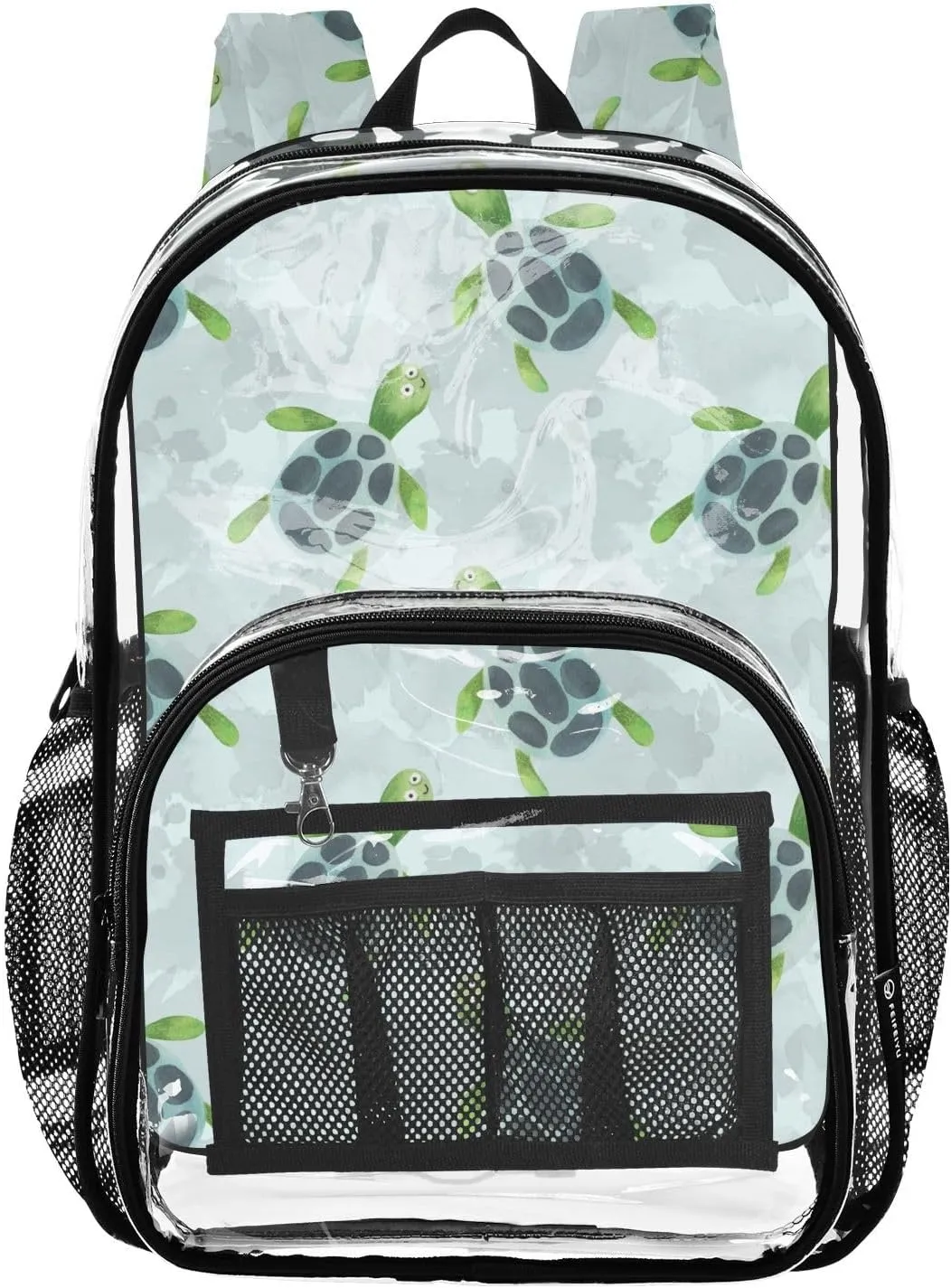 Green Sea Turtle Clear Backpack Water Resistant Daypack Transparent Backpacks for Girls Boys Bookbag PVC Plastic Bags for Stadium Events School Travel