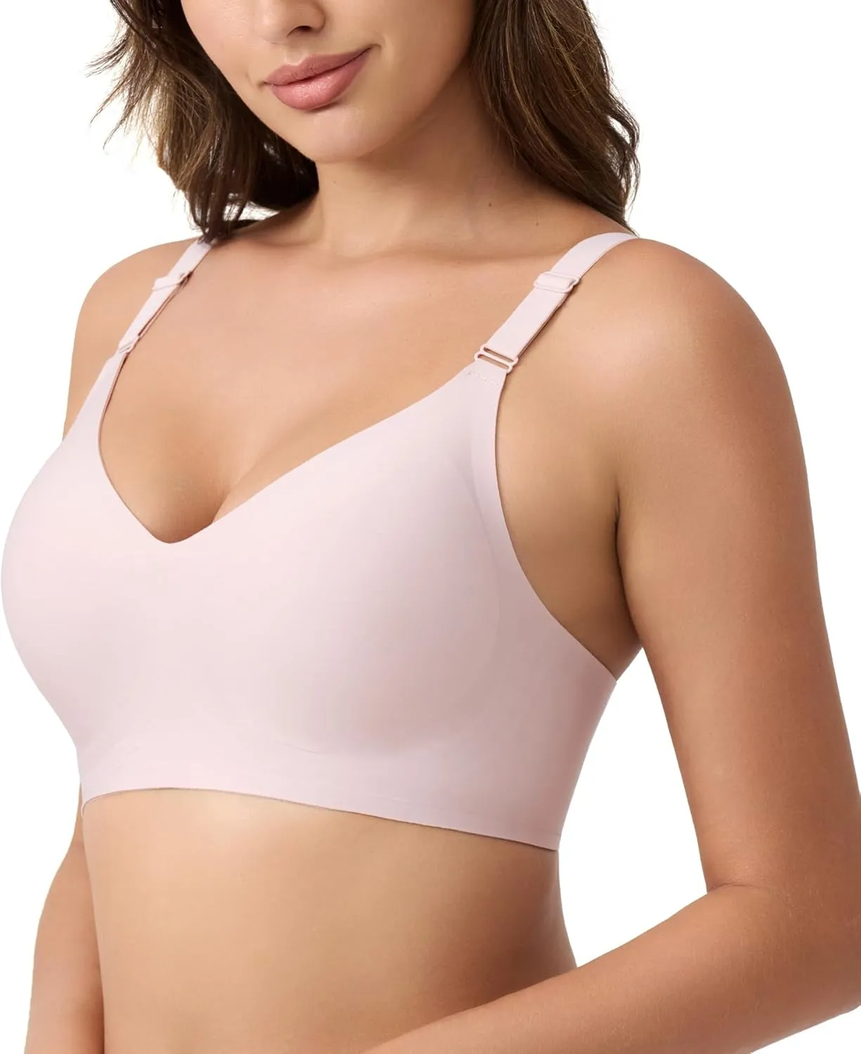 HACI Seamless Wireless Everyday Bra for Women No Underwire Bralettes V Neck U Back with Support Push Up