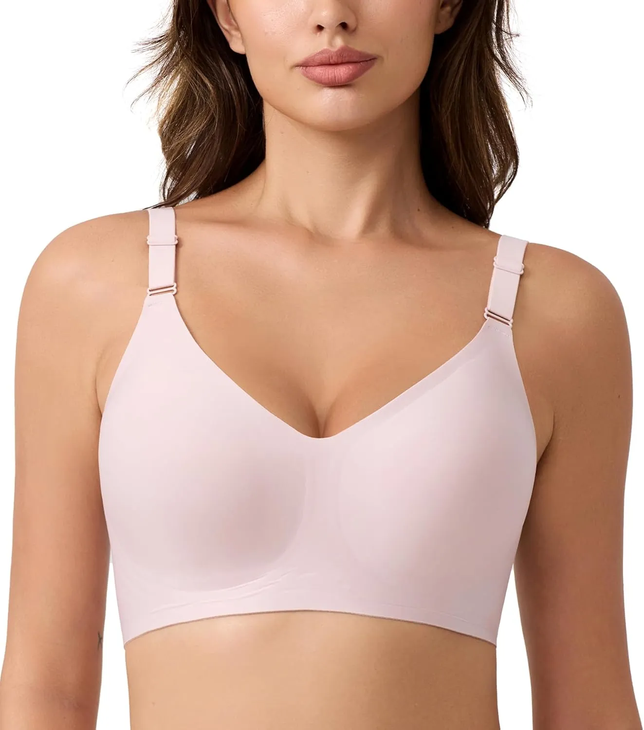 HACI Seamless Wireless Everyday Bra for Women No Underwire Bralettes V Neck U Back with Support Push Up