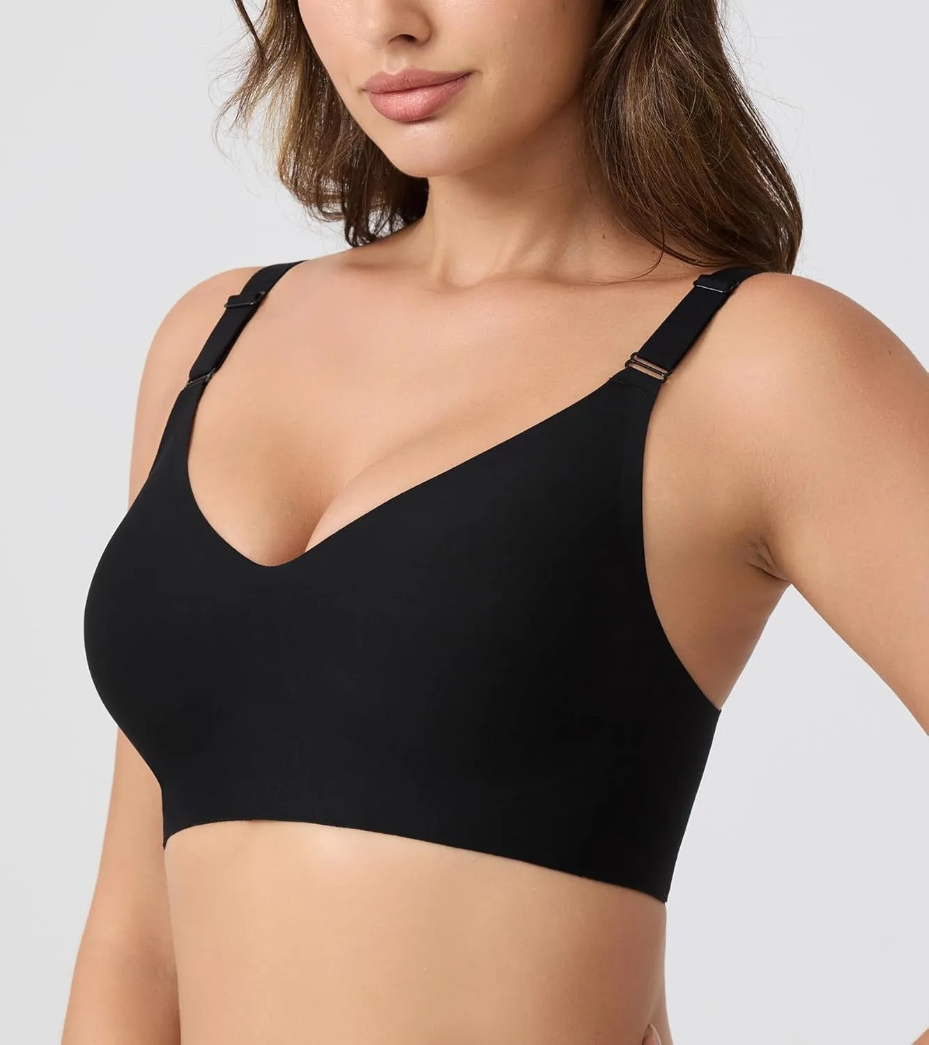 HACI Seamless Wireless Everyday Bra for Women No Underwire Bralettes V Neck U Back with Support Push Up