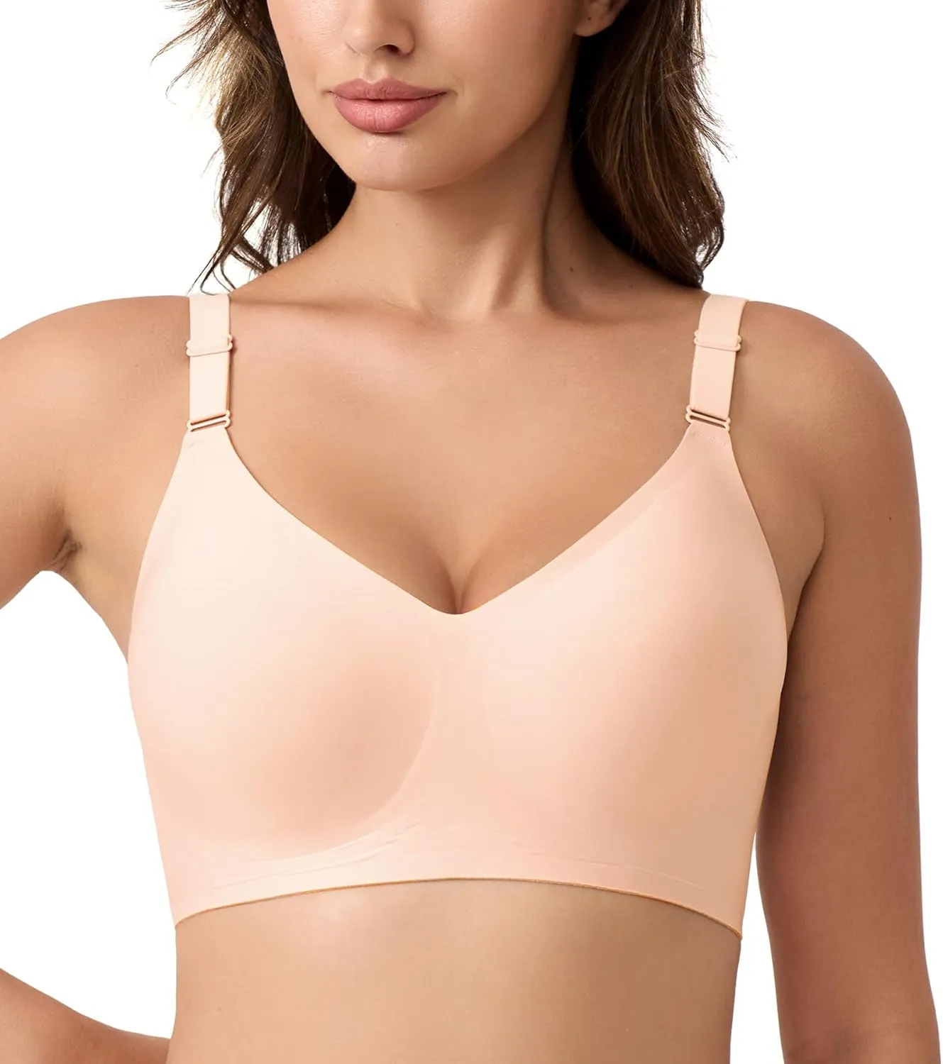 HACI Seamless Wireless Everyday Bra for Women No Underwire Bralettes V Neck U Back with Support Push Up