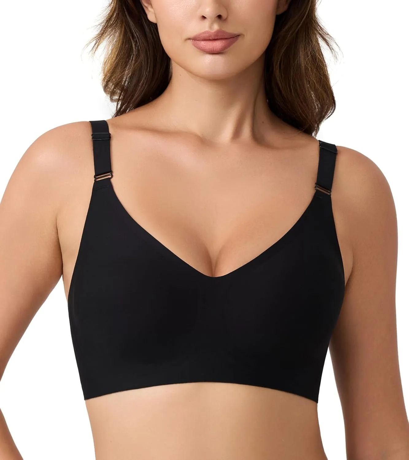 HACI Seamless Wireless Everyday Bra for Women No Underwire Bralettes V Neck U Back with Support Push Up