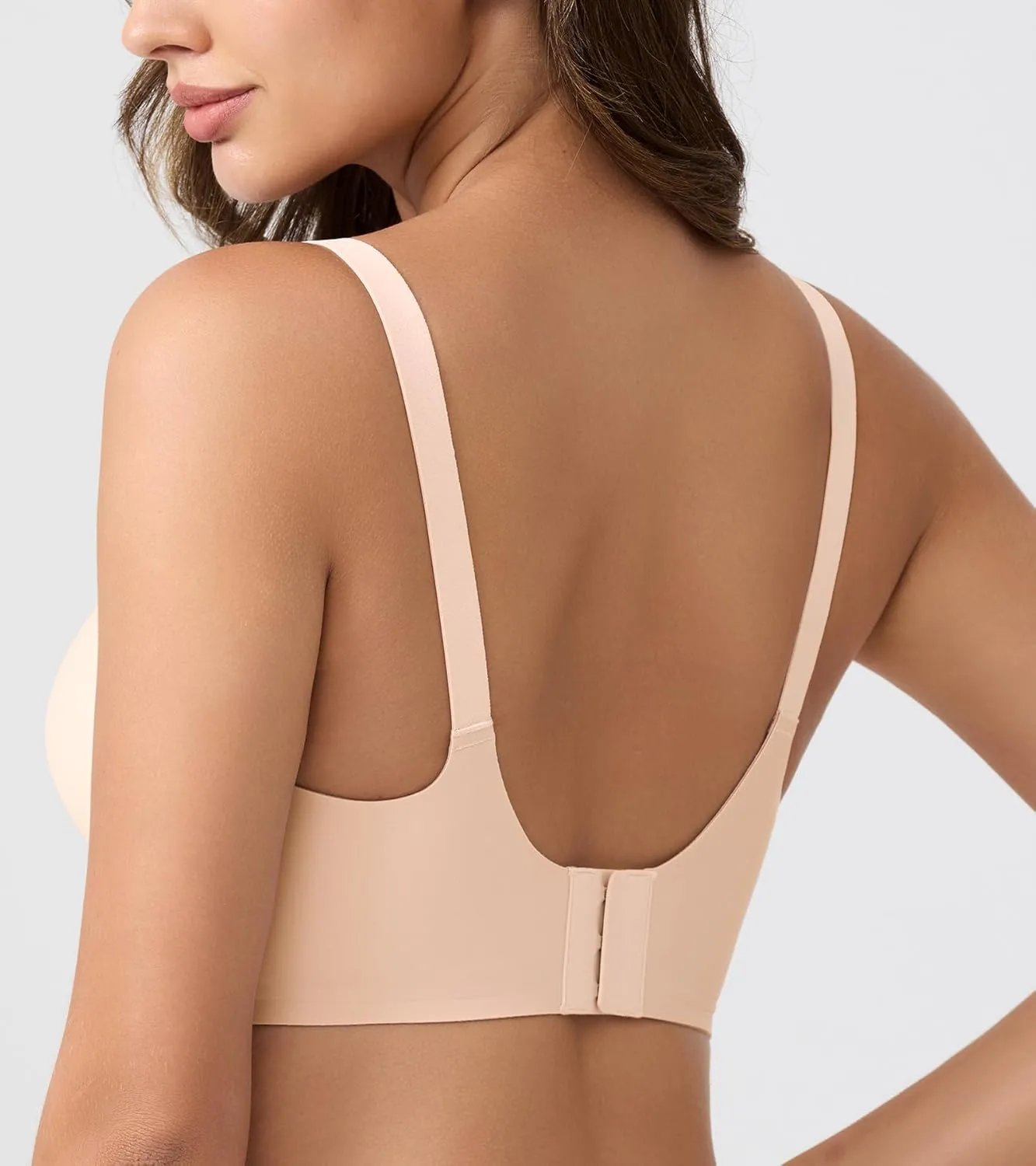 HACI Seamless Wireless Everyday Bra for Women No Underwire Bralettes V Neck U Back with Support Push Up