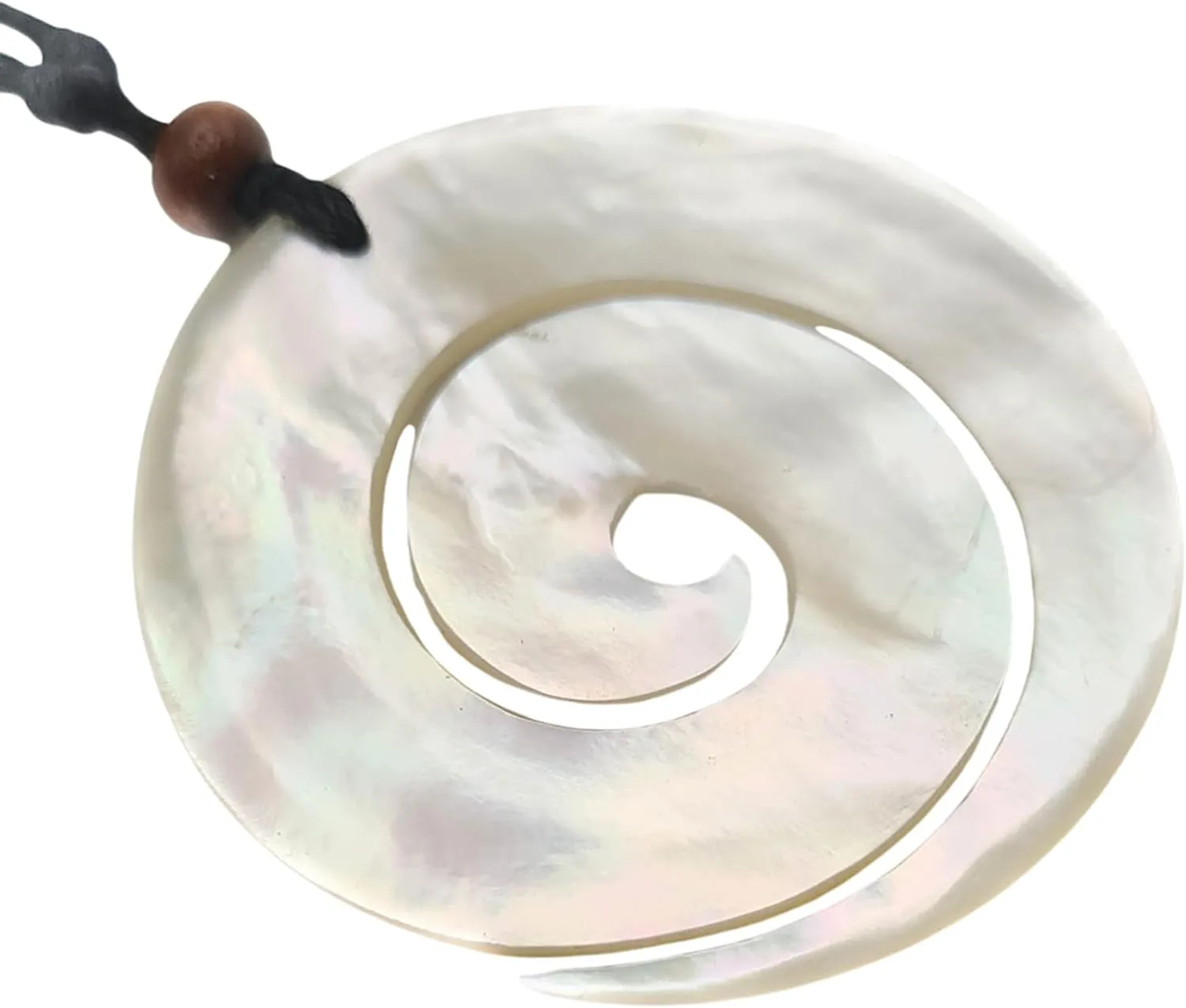 Hand Carved Spiral Mother of Pearl Necklace, Handmade Seashell Necklace for Women Jewelry AA027-N