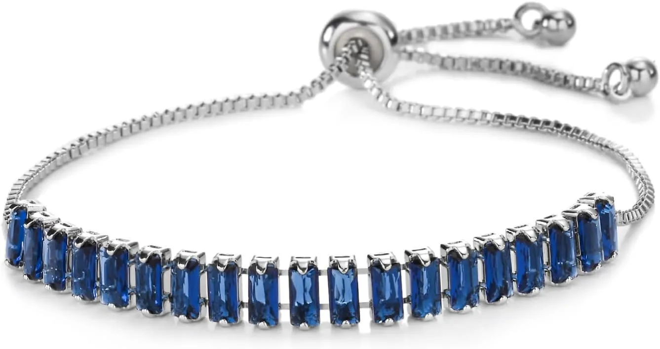 handmade beaded bracelet, suitable for both men and women, 2.5 * 5 rectangular zircon simple and affordable adjustable bracelet (blue)