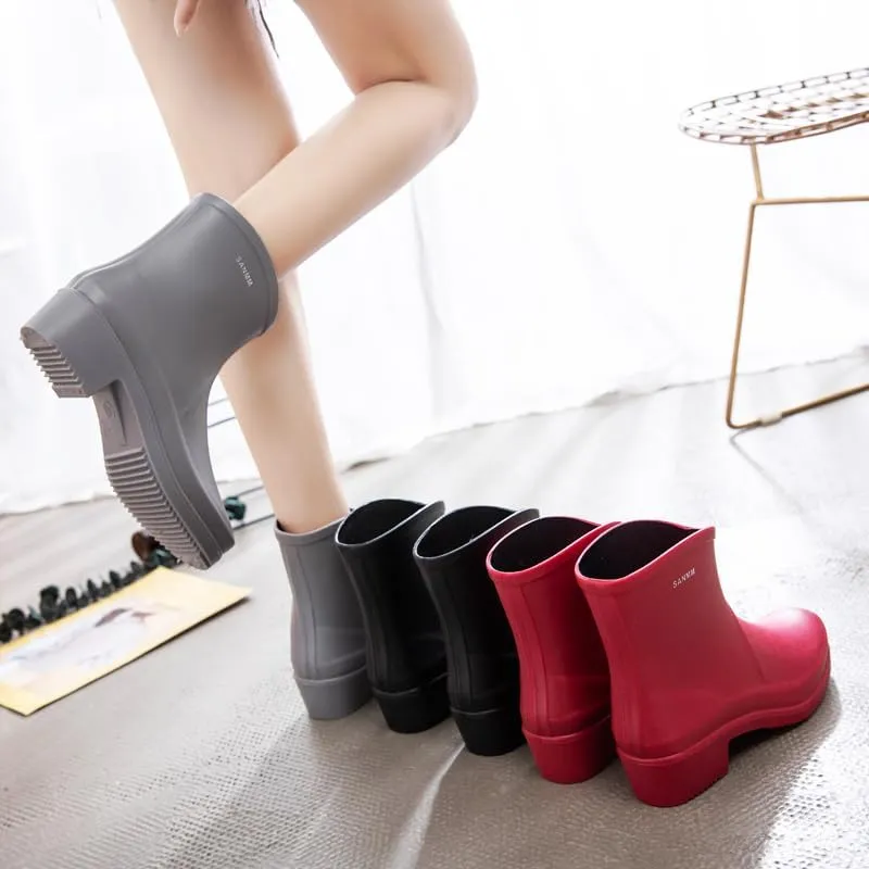 Harssidanzar Womens Ankle Rain Boots Waterproof Garden Shoes Anti-Slipping Short Rain Boots Outdoor Work Shoes HL214US