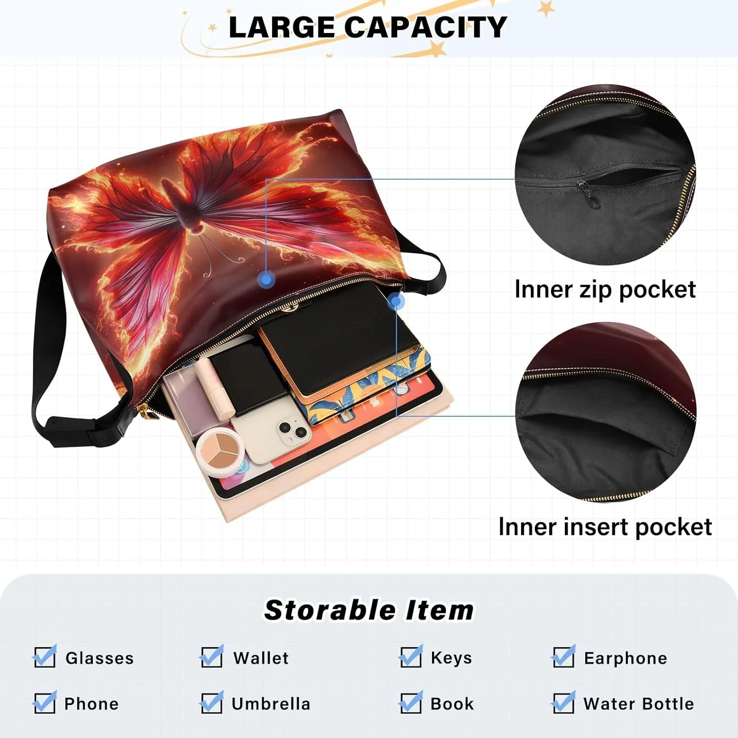 Head of a Zebra Leather Shoulder Bag, Cross Body Shoulder Bag for Men, Pu Leather Shoulder Bag