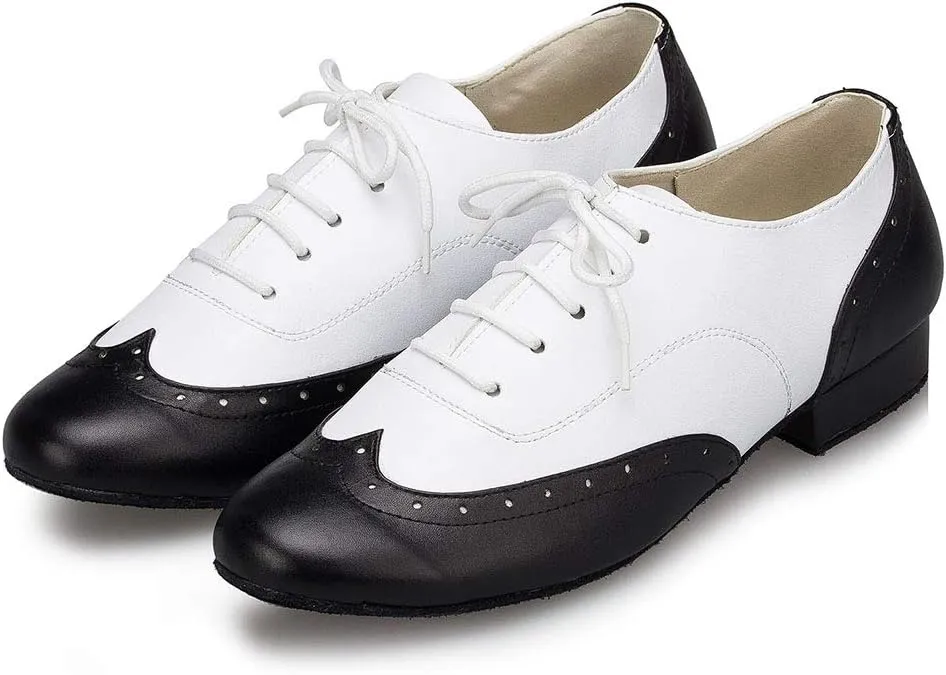 HIPPOSEUS Men's Ballroom Dance Shoes Suede Sole Low Heel 1" Latin Tango Morden Rumba Social Dance Shoes