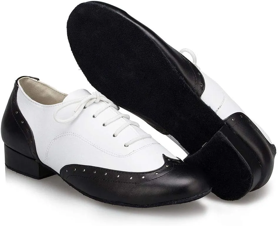 HIPPOSEUS Men's Ballroom Dance Shoes Suede Sole Low Heel 1" Latin Tango Morden Rumba Social Dance Shoes