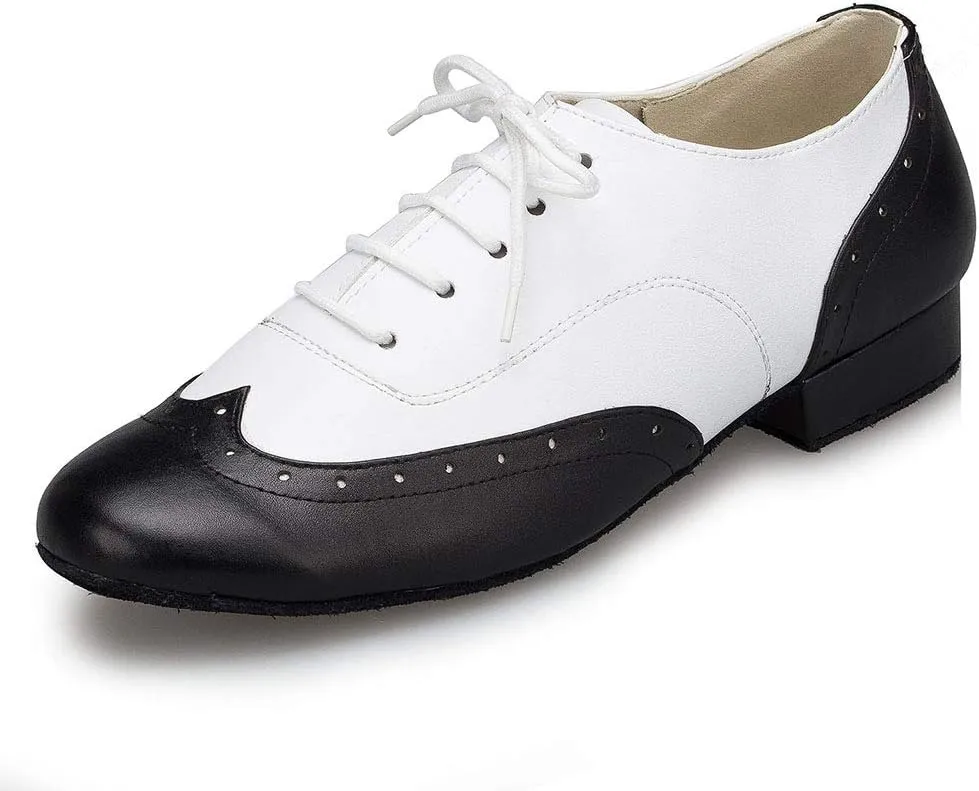 HIPPOSEUS Men's Ballroom Dance Shoes Suede Sole Low Heel 1" Latin Tango Morden Rumba Social Dance Shoes