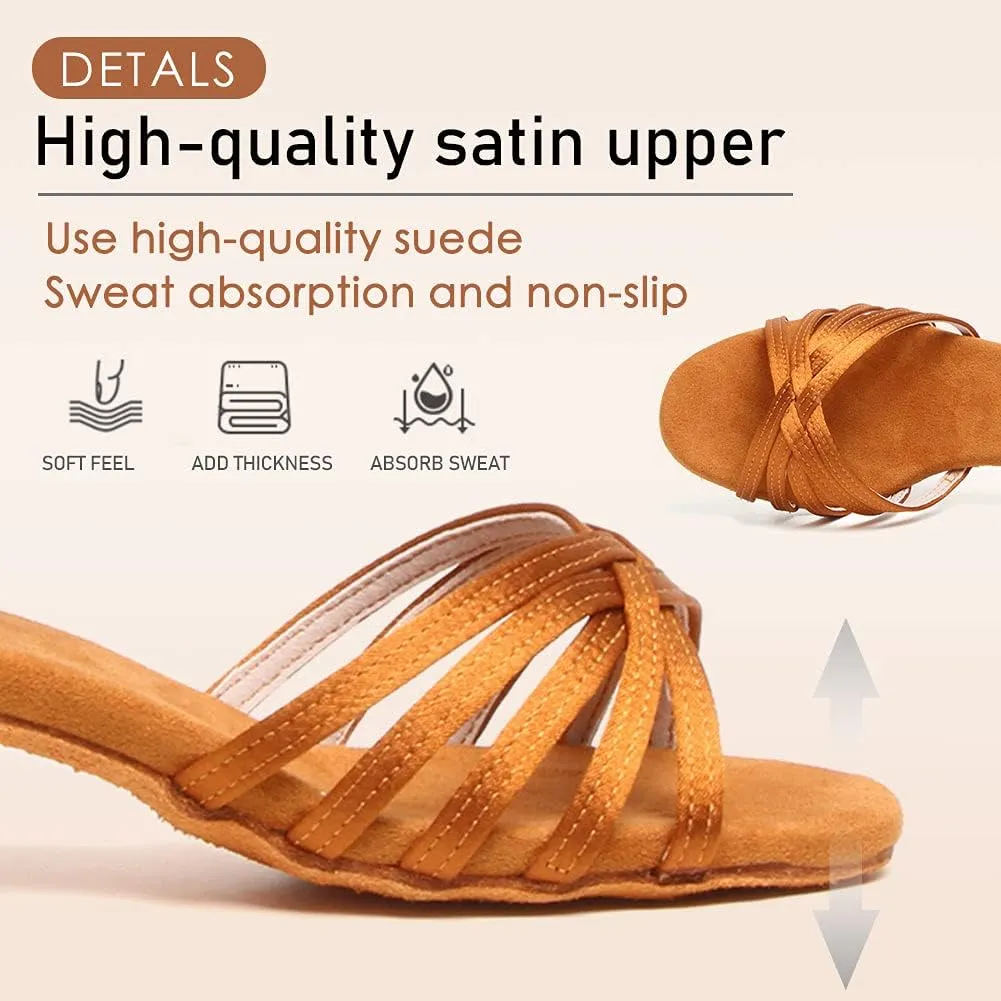 HROYL Girl's Latin Dance Shoes Low Heel Salsa Pratice Proformence Ballroom Dancing Shoes,Model EM-202-GB