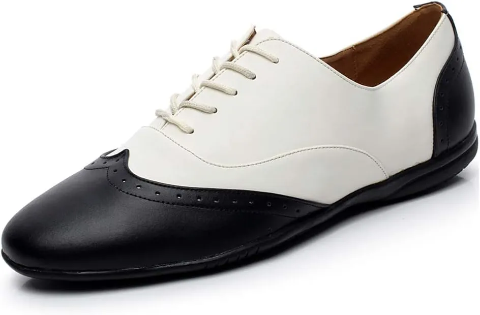 HROYL Men's Standard Latin/Jazz Dance Shoes Leather lace-up Ballroom W-701