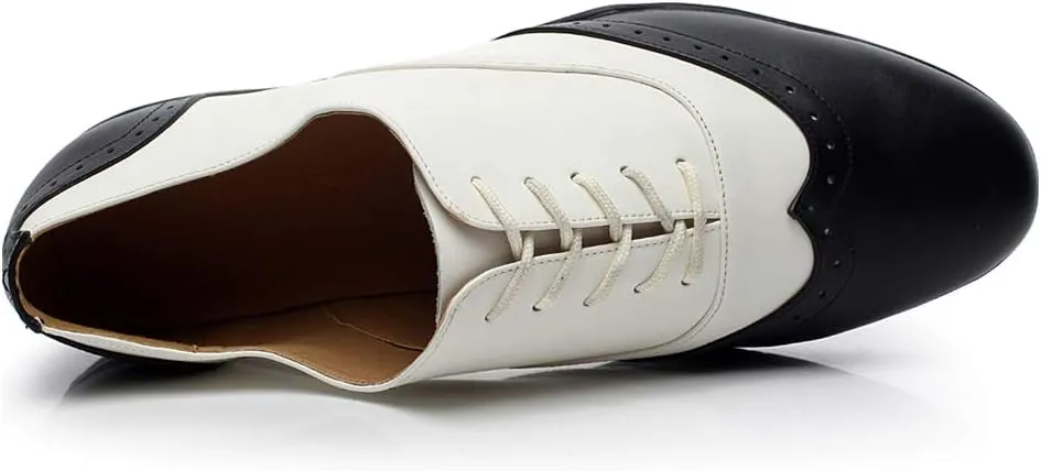 HROYL Men's Standard Latin/Jazz Dance Shoes Leather lace-up Ballroom W-701