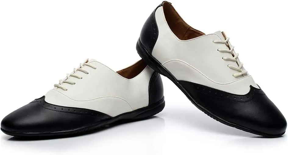 HROYL Men's Standard Latin/Jazz Dance Shoes Leather lace-up Ballroom W-701