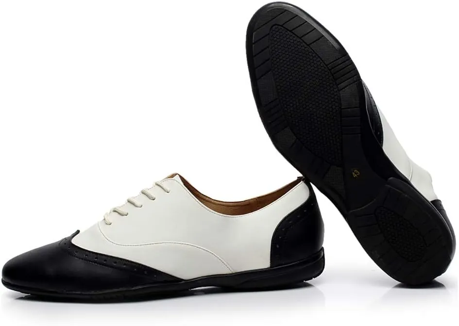 HROYL Men's Standard Latin/Jazz Dance Shoes Leather lace-up Ballroom W-701