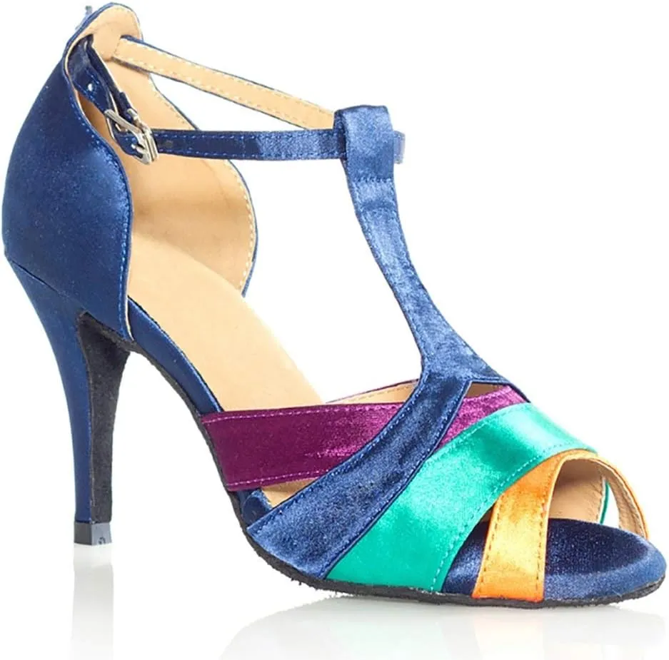 HROYL New Ballroom Dance Shoes Women Latin Dance Sandles Women Tango Salsa Performance Weding Dance Shoes,Model YCL019