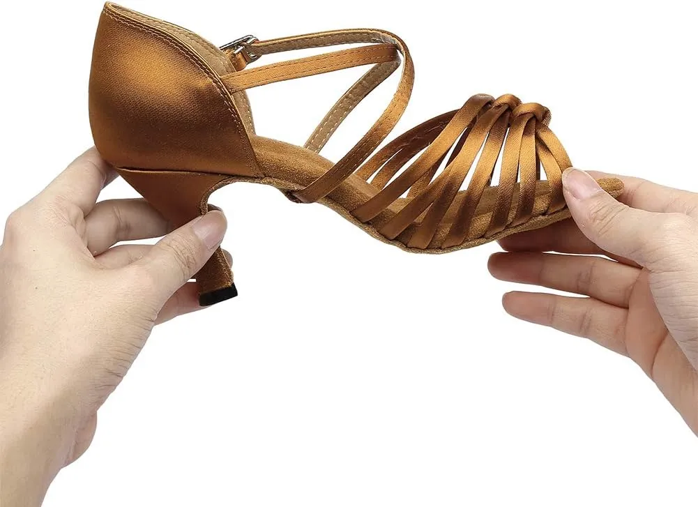 HROYL New Ballroom Dance Shoes Women Latin Dance Sandles Women Tango Salsa Performance Weding Dance Shoes,Model YCL378