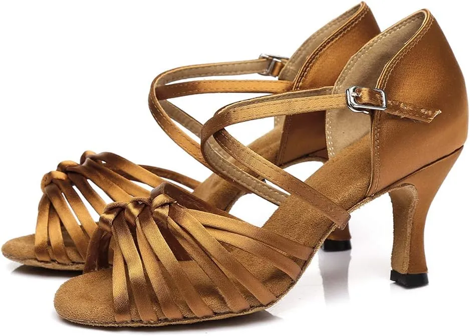 HROYL New Ballroom Dance Shoes Women Latin Dance Sandles Women Tango Salsa Performance Weding Dance Shoes,Model YCL378