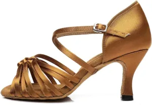 HROYL New Ballroom Dance Shoes Women Latin Dance Sandles Women Tango Salsa Performance Weding Dance Shoes,Model YCL378