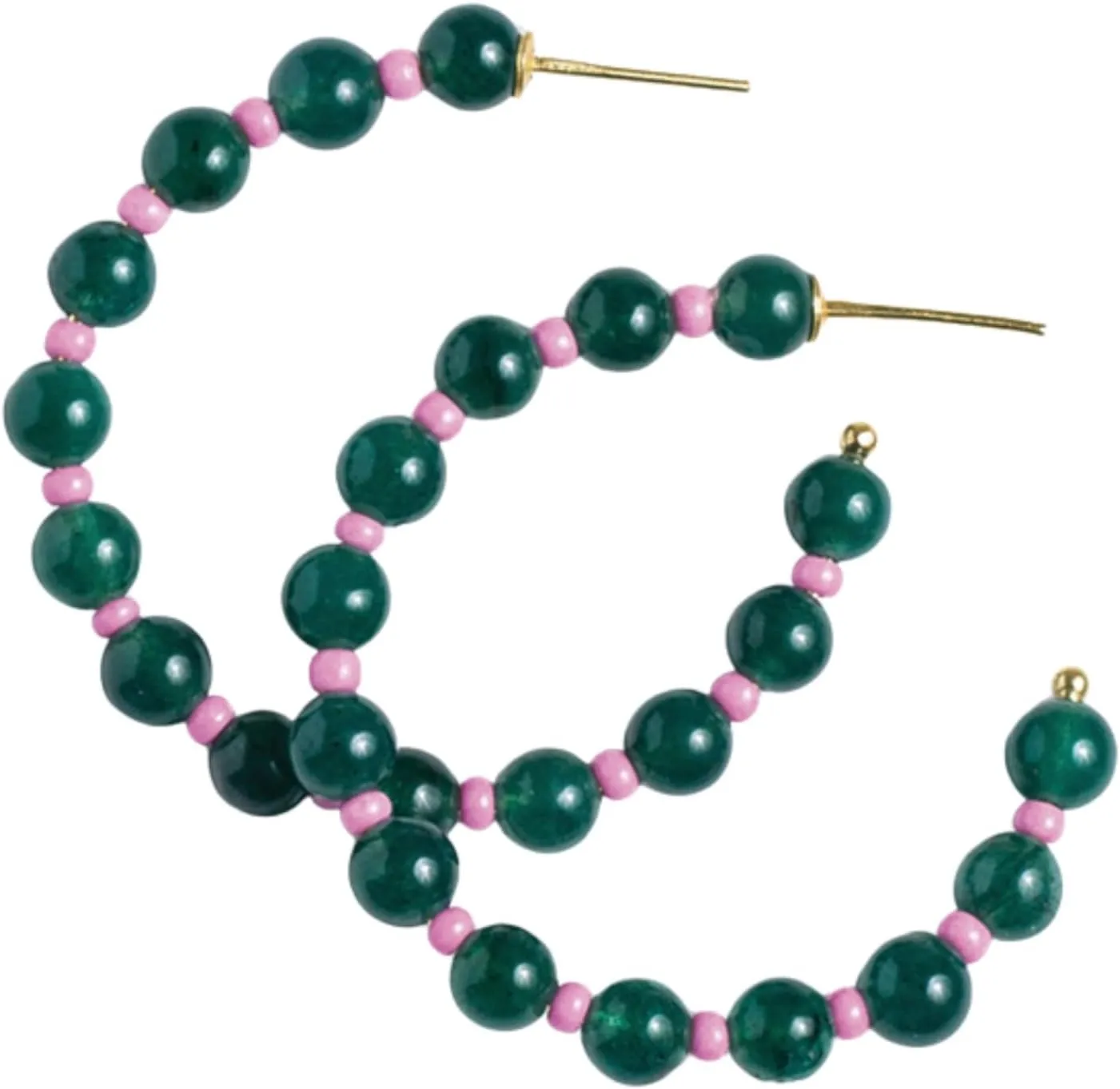 INK ALLOY Boho Beaded Hoop Earrings for Women, Angela Round Stones Seed Bead Large Statement Hoops, Hypoallergenic Handmade Jewelry for the Modern Bohemian, 1.75-Inches