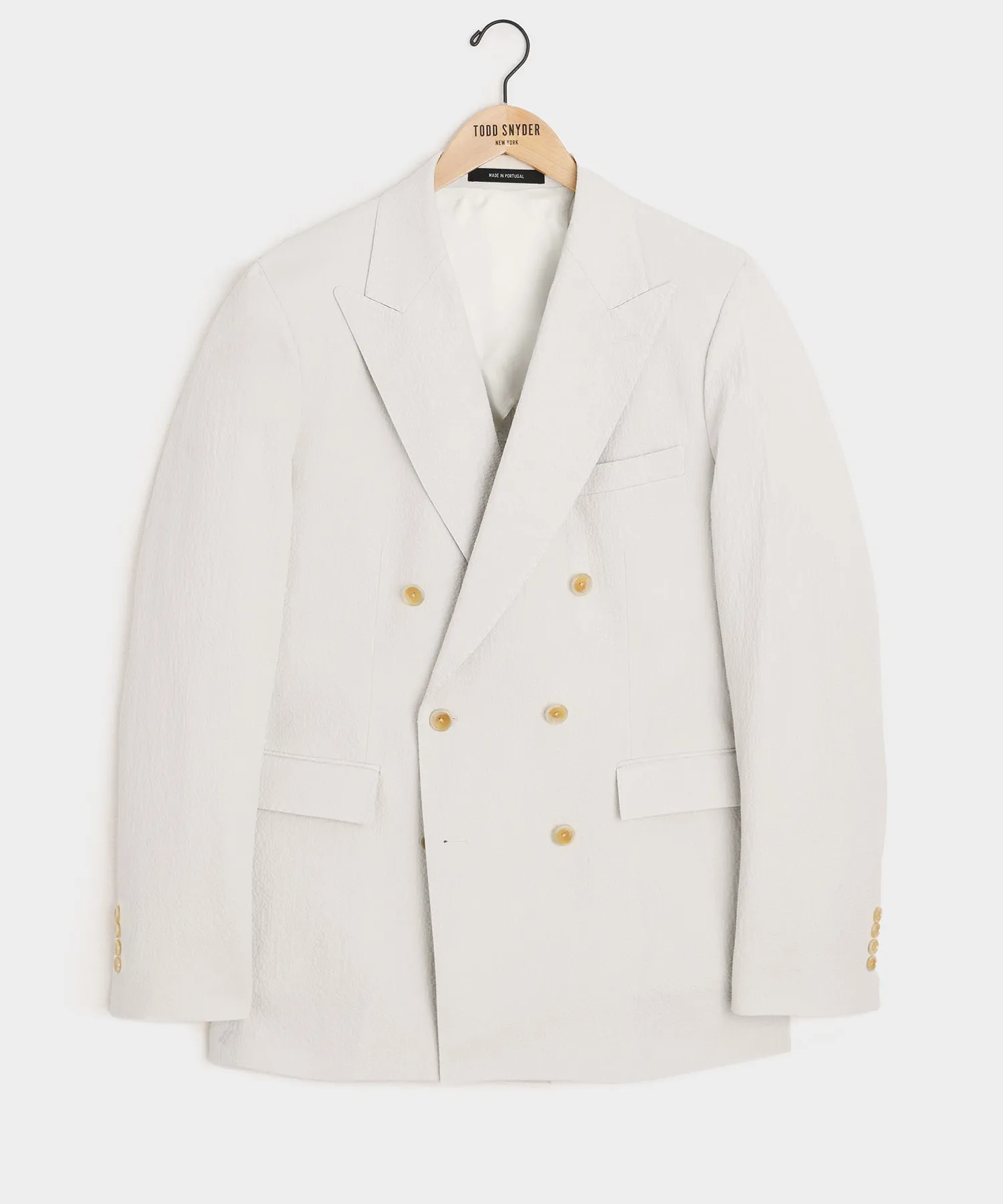 Italian Seersucker Double-Breasted Suit Jacket