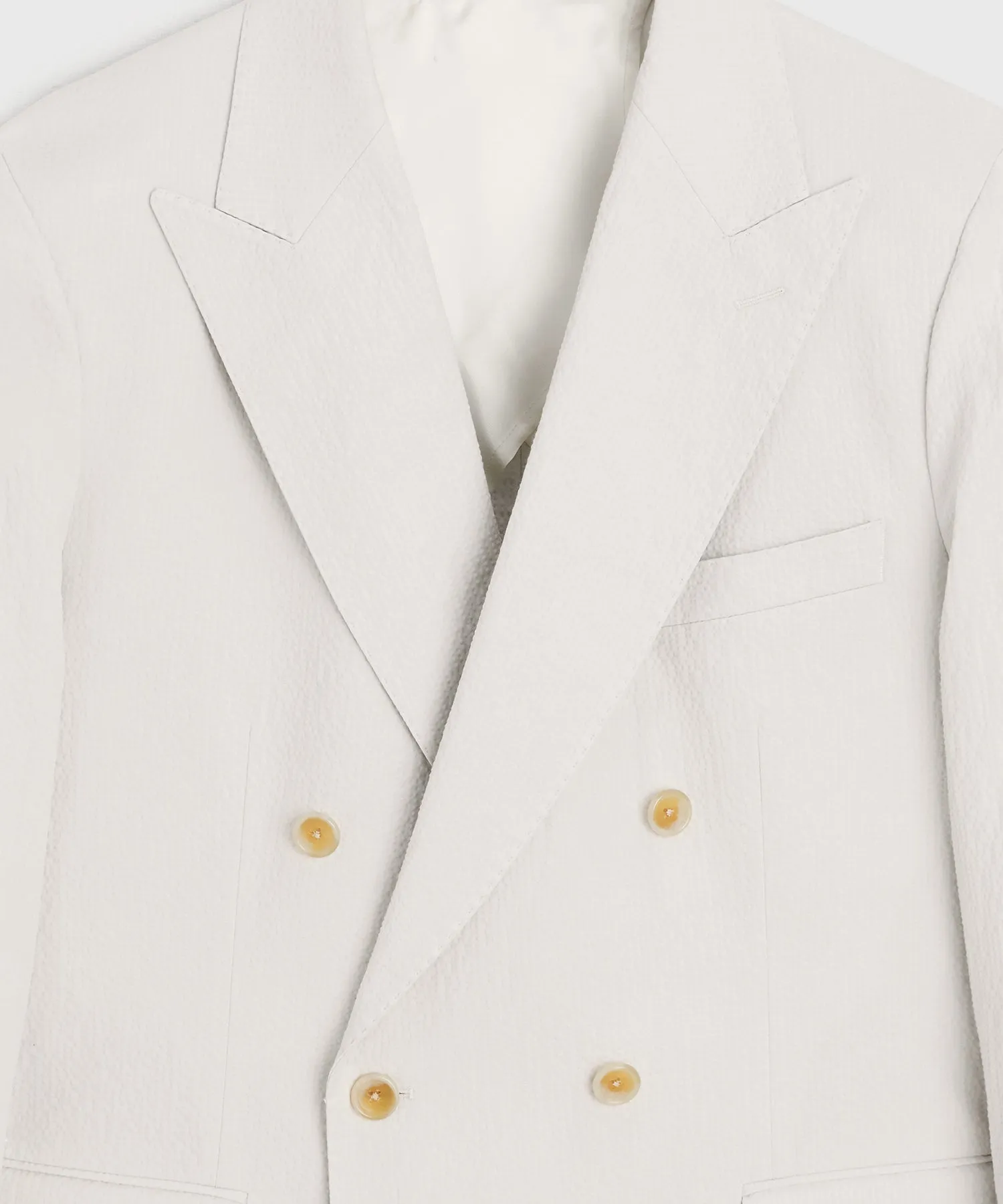 Italian Seersucker Double-Breasted Suit Jacket