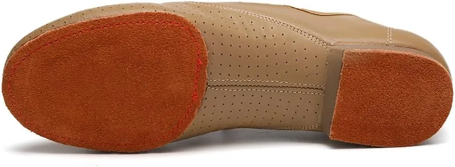 Jazz Dance Shoes Leather Lace Up Close Toe Practice Ballroom Women Social Dancing Shoes