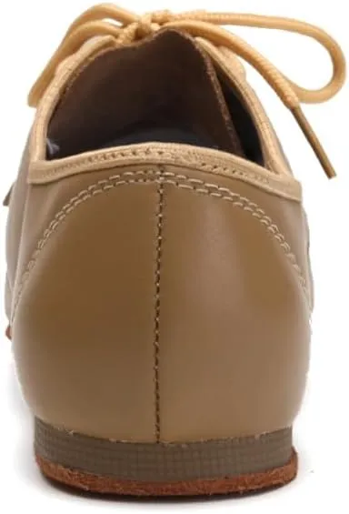 Jazz Dance Shoes Leather Lace Up Close Toe Practice Ballroom Women Social Dancing Shoes