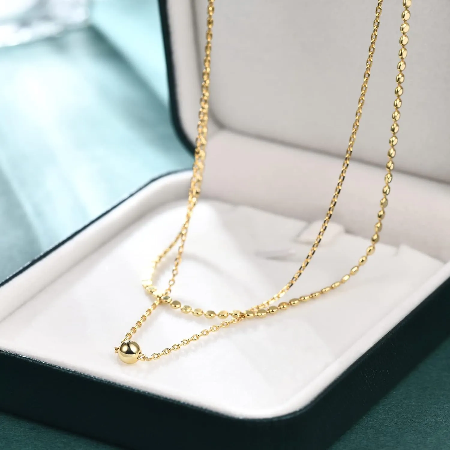 JINEAR Dainty Gold Necklace for Women14K Gold Bow Pealr Necklace Heart Interlock Necklace Gold Teardrop Pendant Necklace Simple Choker Necklaces Jewelry Gifts