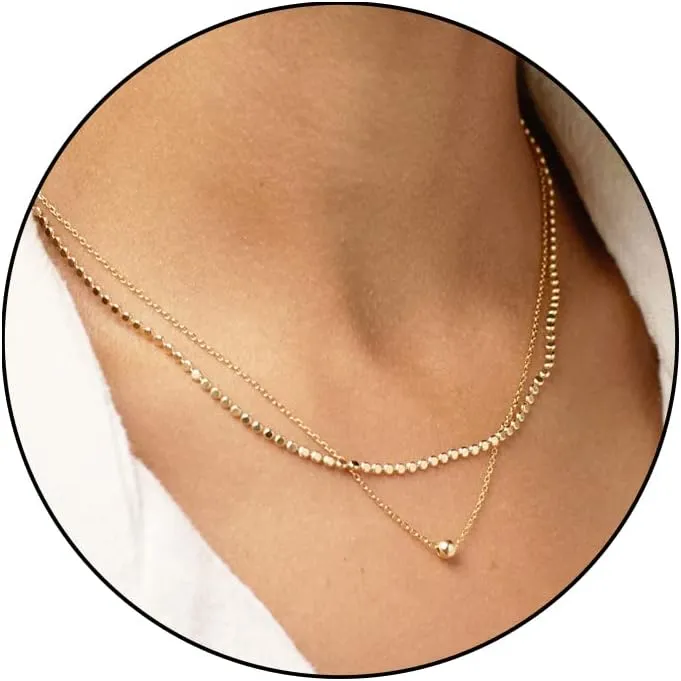 JINEAR Dainty Gold Necklace for Women14K Gold Bow Pealr Necklace Heart Interlock Necklace Gold Teardrop Pendant Necklace Simple Choker Necklaces Jewelry Gifts
