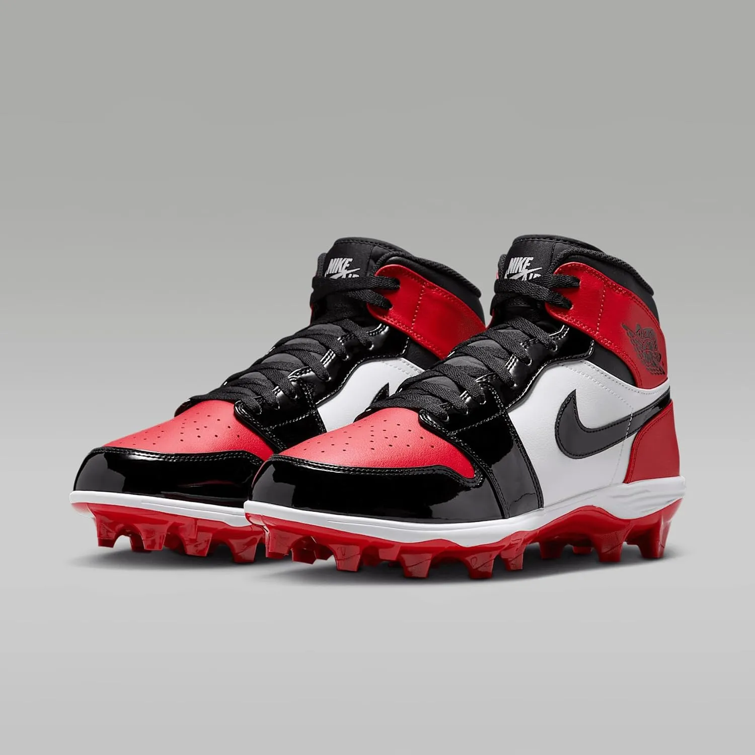 Jordan 1 Mid TD Men's Football Cleat (FJ6805-601, Gym Red/White/Black)