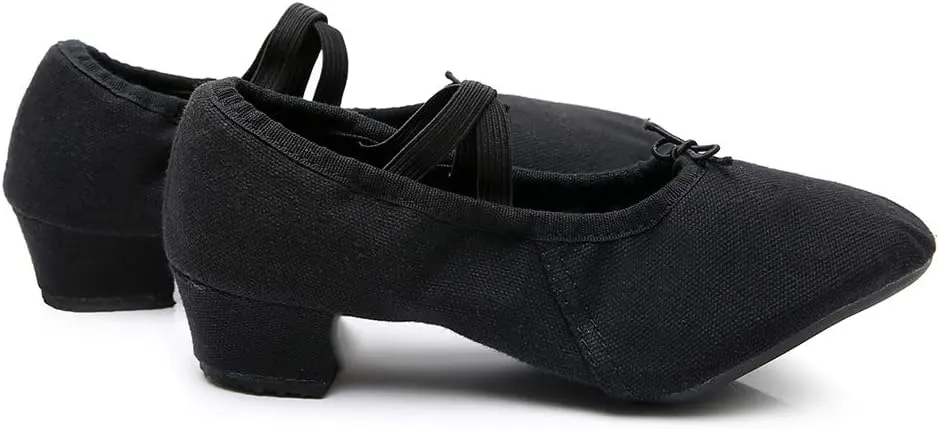 JUODVMP Canvas Jazz Slip-On Dance Shoes for Adult Women,Model MFFBJSX