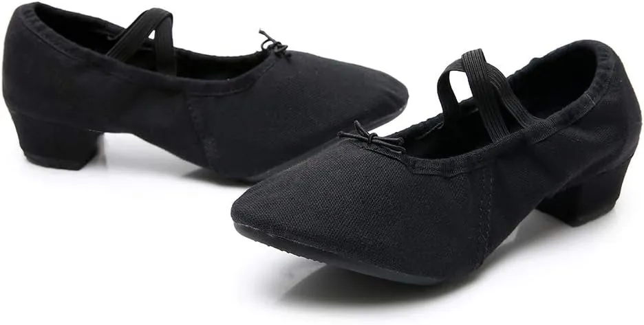 JUODVMP Canvas Jazz Slip-On Dance Shoes for Adult Women,Model MFFBJSX