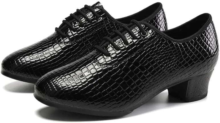 JUODVMP Women Ballroom Dance Shoes Leather Lace-up Latin Modern Salsa Dance Practice Teaching Performance Model STW