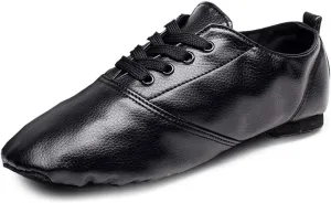 JUODVMP Women's Boot Jazz Shoes Leather Upper and Suede Split Sole Jazz Ballet Yoga Dance Shoes,Model TJGDBPUJS