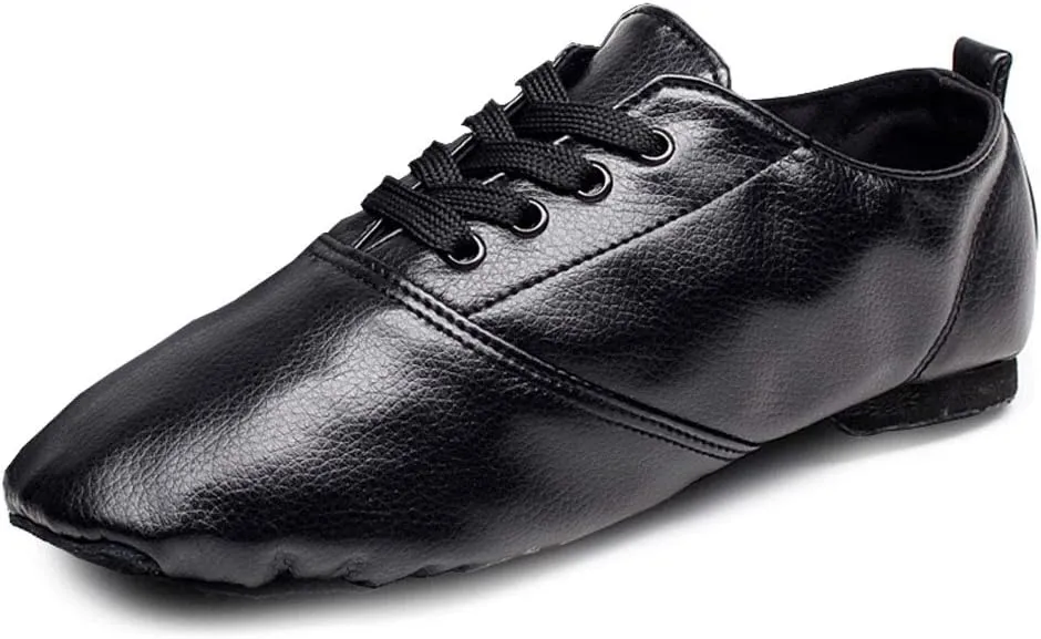 JUODVMP Women's Boot Jazz Shoes Leather Upper and Suede Split Sole Jazz Ballet Yoga Dance Shoes,Model TJGDBPUJS