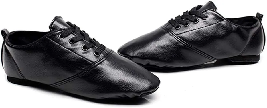 JUODVMP Women's Boot Jazz Shoes Leather Upper and Suede Split Sole Jazz Ballet Yoga Dance Shoes,Model TJGDBPUJS
