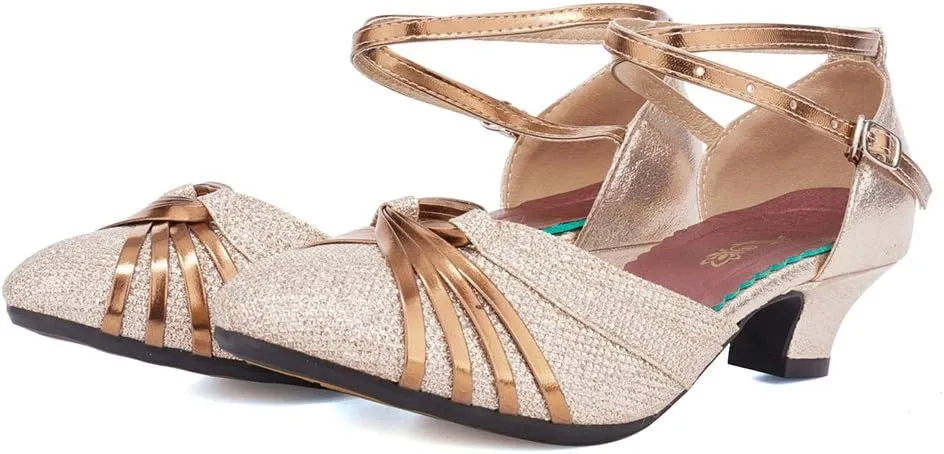 JUODVMP Women's Standard Latin Dance Shoes Professional Ballroom Performance Character Wedding Shoes for Women,DYBJ