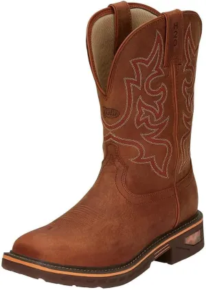 Justin Boot Company Men`s Resistor Russett 13` Russett H20 Soft Toe Square Work Boot Brown 9.5 EE