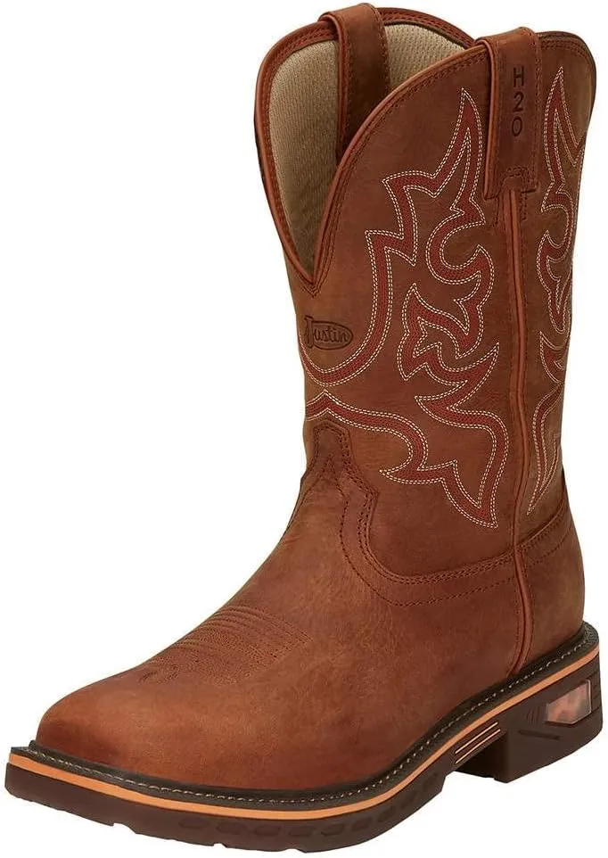 Justin Boot Company Men`s Resistor Russett 13` Russett H20 Soft Toe Square Work Boot Brown 9.5 EE