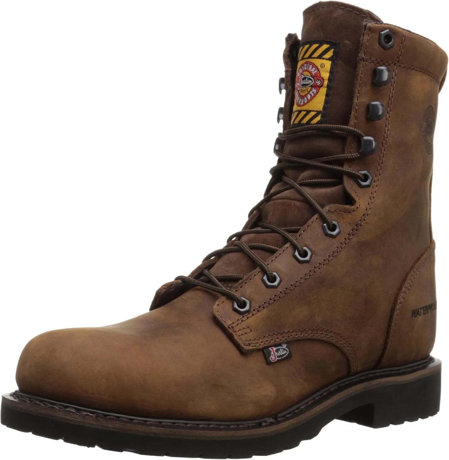 Justin Original Work Men's Wyoming Waterproof Steel Toe Work Boots Brown 10 D