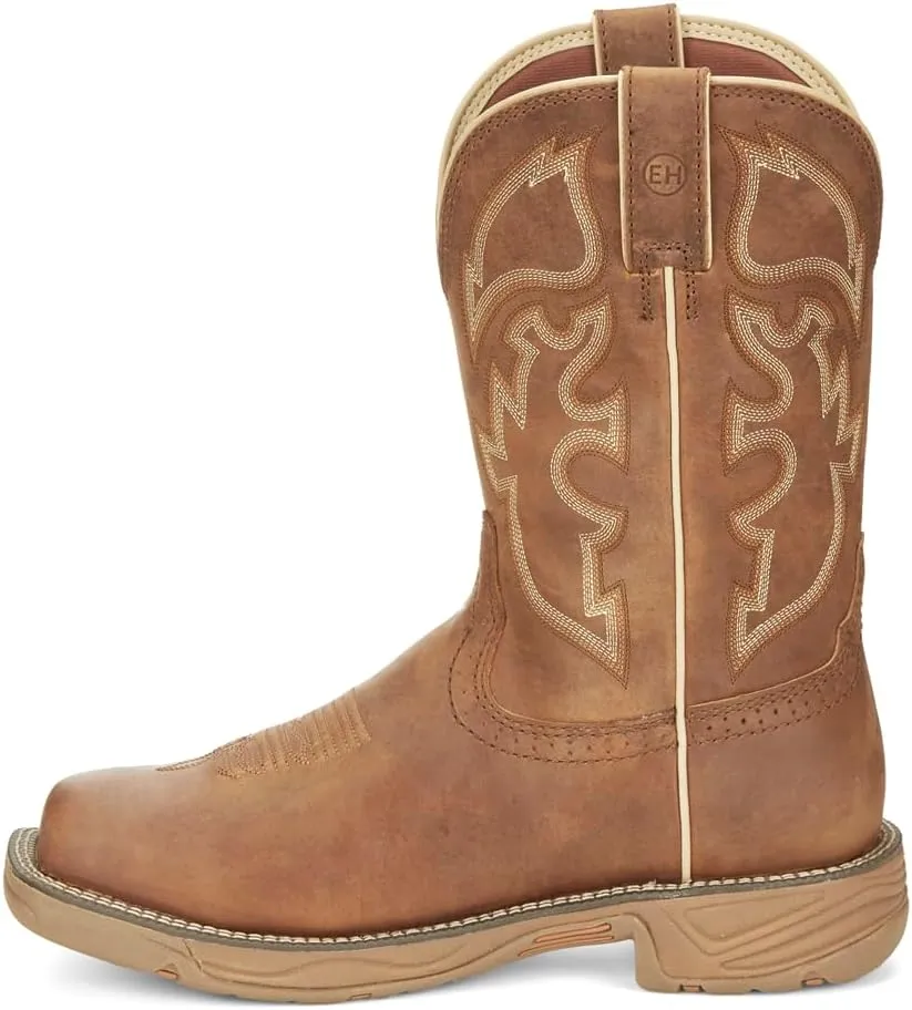 Justin Original Workboots Mens Rush 11 Inch Slip Resistant Steel Toe Work Safety Shoes Casual - Brown