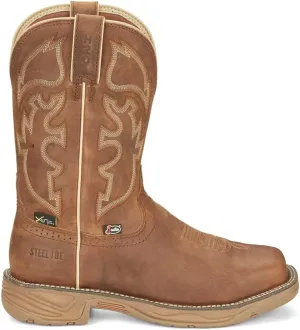Justin Original Workboots Mens Rush 11 Inch Slip Resistant Steel Toe Work Safety Shoes Casual - Brown