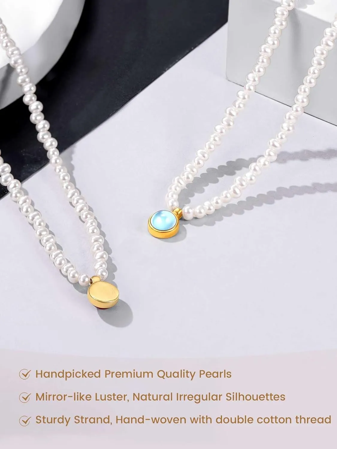 KeyStyle Baroque Pearl Necklace for Women, Birthstone Choker 4/5 MM Dainty Imitation Pearl Necklaces Wedding Pearl Chokers Delicate Jewelry for Women Simple Bridesmaid Jewelry Gifts