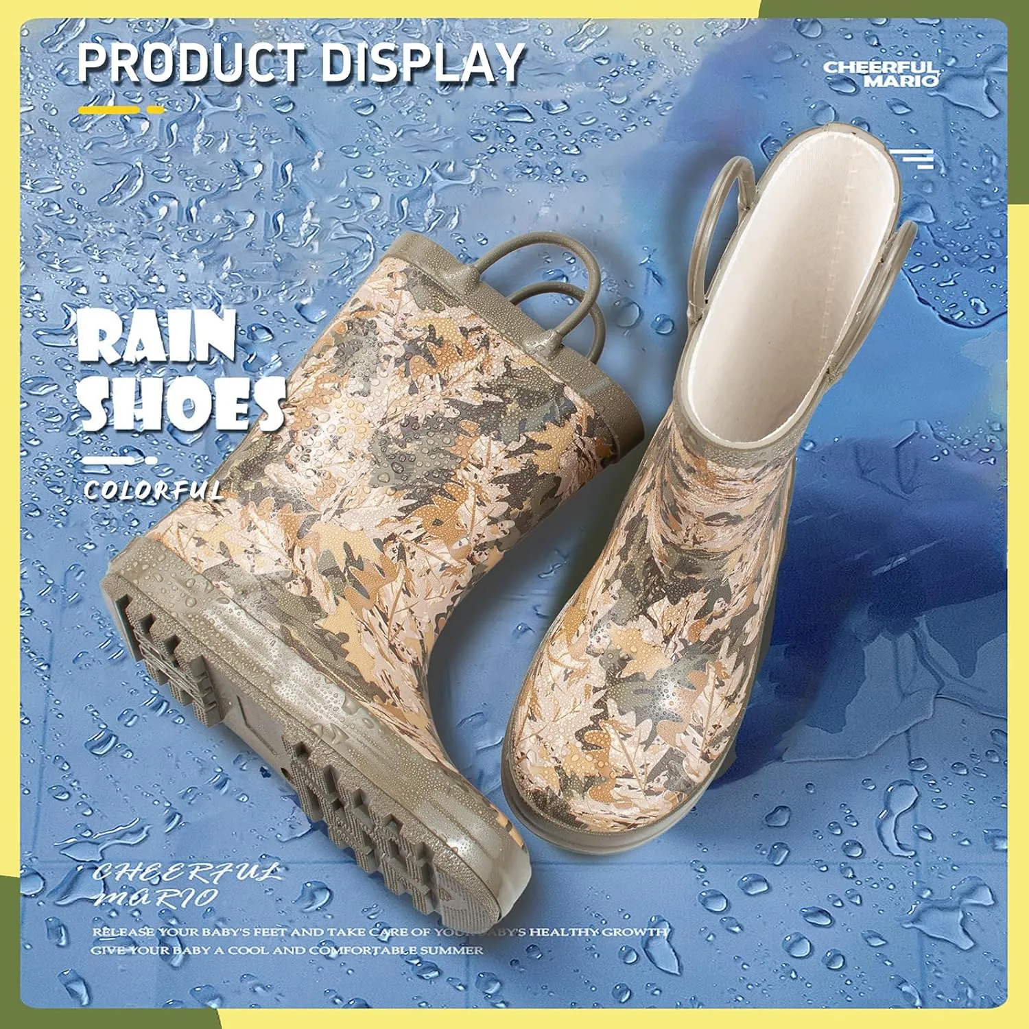 Kids Rain Boots with Cotton Lining, Rubber Construction, Prints for Comfort and Style