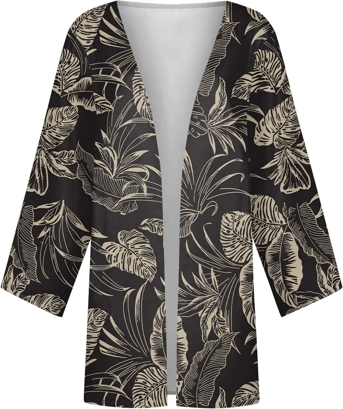 Kimono Cardigan Dusters Cardigan Casual Floral Print Round Neck Jacket Plus Size Vacation Kimono Cardigan